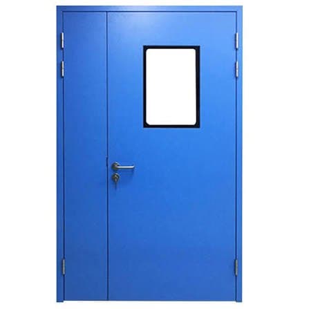 Blue GMP door with vision panel